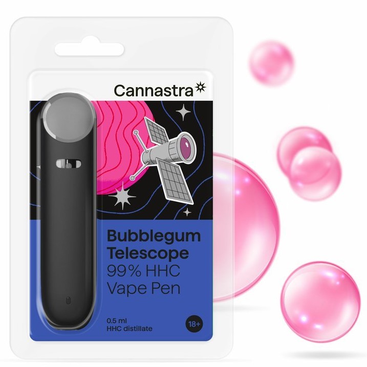 Cannastra HHC Vape Pen Bubblegum Teleszkóp, 99% HHC, 0,5 ml