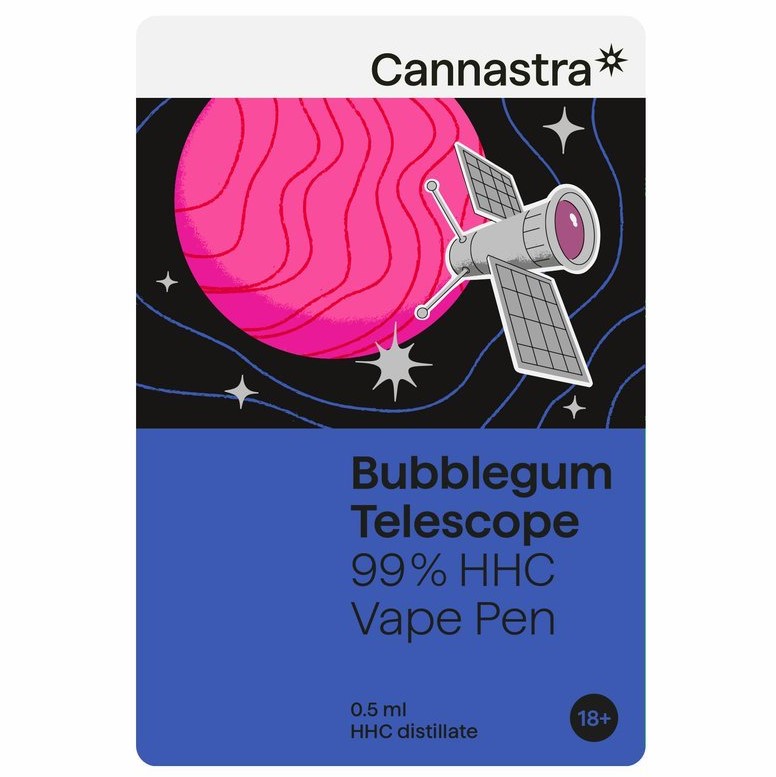 Cannastra HHC Vape Pen Telescopio Bubblegum, 99% HHC, 0,5 ml