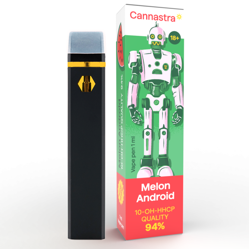 Cannastra 10-OH-HHCP Stylo à Vape Melon Android, 10-OH-HHCP 94% de qualité, 1ml