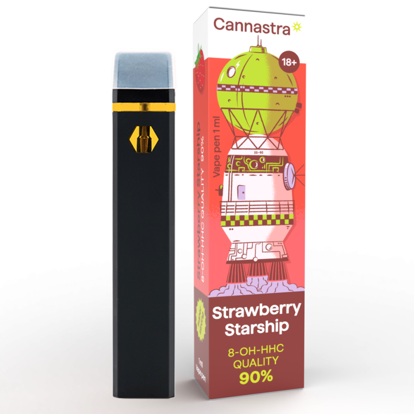 Cannastra 8-OH-HHC Vape Pen Strawberry Starship, 8-OH-HHC 90% Qualität, 1ml