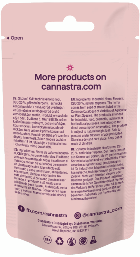 Cannastra CBD Virágok Meteor Tejturmix, CBD 20 %, 1 g - 100 g