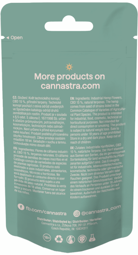 Cannastra CBD Flowers Cosmic Cream, CBD 15%, 1 g - 100 g