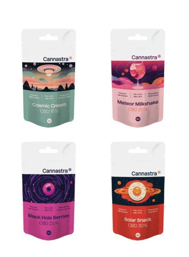 Cannastra CBD Flowers Bundle 15% έως 30%, όλα σε ένα σετ - 4 x 1g έως 100g