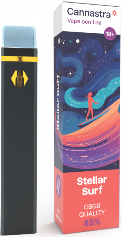 Cannastra CBG9 Jednorazowy Vape Pen Stellar Surf, CBG9 85% jakości, 1 ml