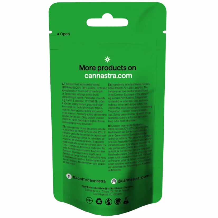 Cannastra CBG9 Flower Fruity Big Bang, CBG9 85% quality, 1g - 100g