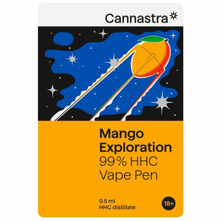 Cannastra HHC Vape Pen Mango Verkenning, 99% HHC, 0,5 ml