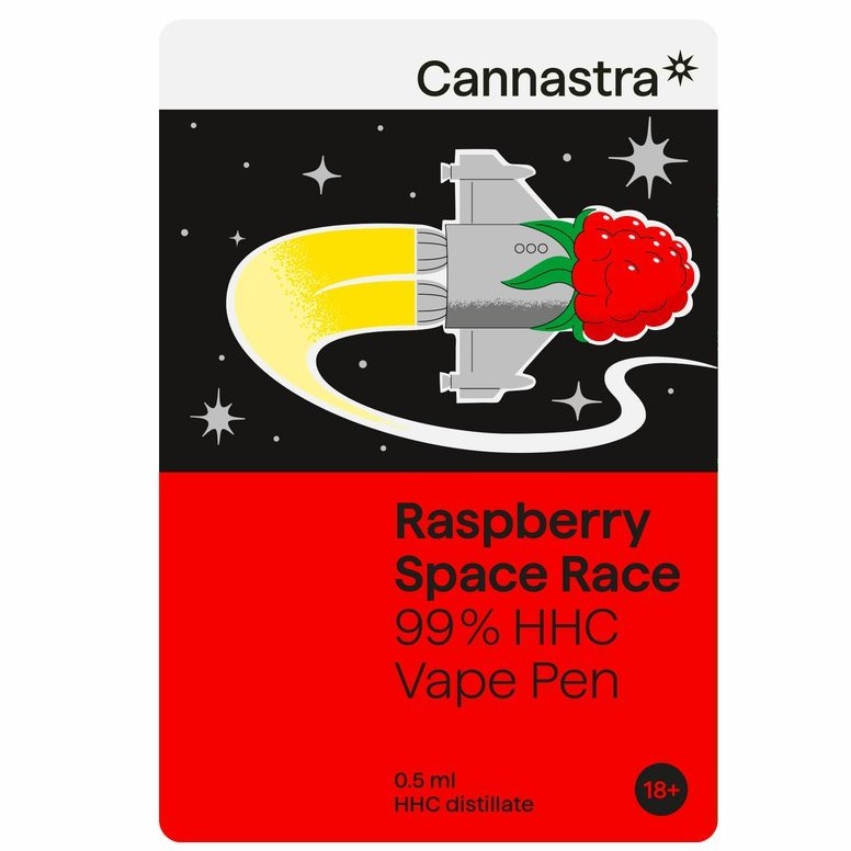 Cannastra HHC Vape Pen Himbeere Space Race, 99% HHC, 0,5 ml