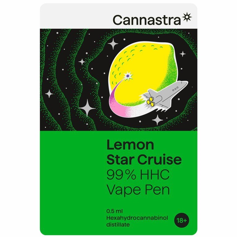 "Cannastra HHC Vape Pen Lemon Star Cruise", 99% HHC, 0,5 ml