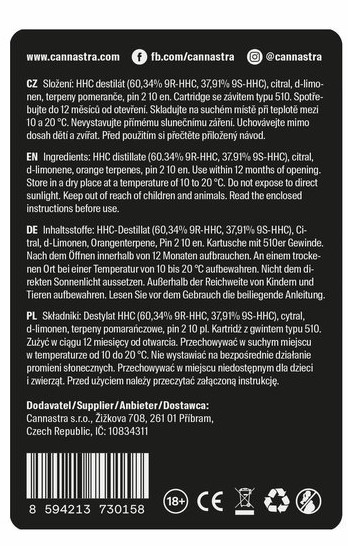 Cannastra HHC Cartuș Lemon Star Cruise, 99%, 0,5 ml